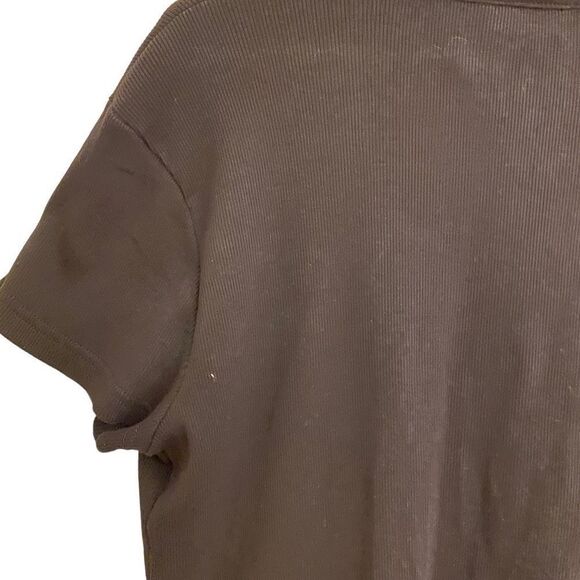 Talbots Black Modern Polo with Mandarin Collar and Rhinestone Buttons Sz XL - Picture 10 of 16